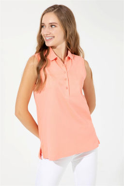 Женская футболка поло без рукавов лососевого цвета Неожиданная скидка в корзине - U.s. polo assn фото 4