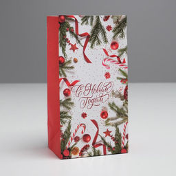 Цена за 10 шт. Пакет подарочный без ручек «С Новым годом!», 10×19×7 см