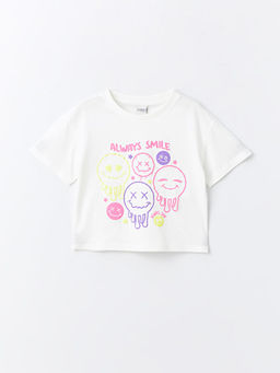 Bisiklet Yaka Bask?l? K?sa Kollu K?z ?ocuk Ti??rt