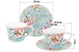 Чайн. наб. 12 пр. 270 мл Яблоневый цвет на голубом NEW BONE CHINA - Elan gallery фото 2