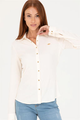 Женская кремовая трикотажная рубашка Неожиданная скидка в корзине - U.s. polo assn фото 3