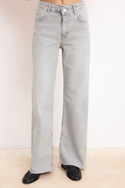 Gri Normal Bel Az Esnek Wide Leg Uzun Boy Jeans TWOSS26JE00119