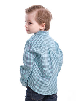 Рубашка нарядная в клетку UD 3990 бирюза - Mini maxi фото 2