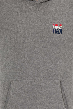 U. S. Polo Assn Мужской серый меланжевый вязаный свитер с капюшоном - U.s. polo assn фото 6