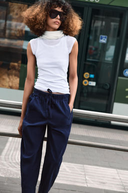 PANTAL?N CINTURA EL?STICA / Marino - Zara фото 4