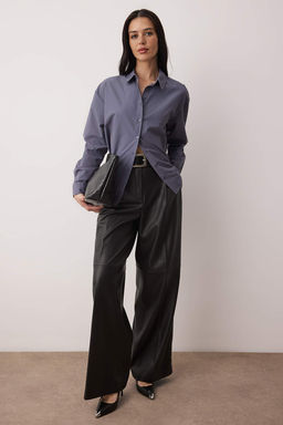 Antrasit Loose Fit Pamuklu Dokuma Gomlek TWOAW20GO0107