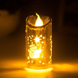 Светодиодная свеча, ночник LED RISALUX «Новый год», от батареек, 3.8×3.8×7.5 см, МИКС