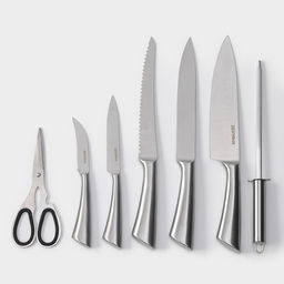 Набор кухонных принадлежностей на подставке Ardone, 7 предметов: 5 ножей, мусат и ножницы, цвет хромированный - Simaland фото 3
