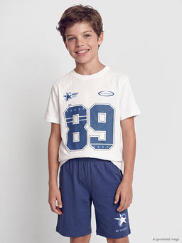 Bisiklet Yaka Erkek ?ocuk ?ortlu Pijama Tak?m?