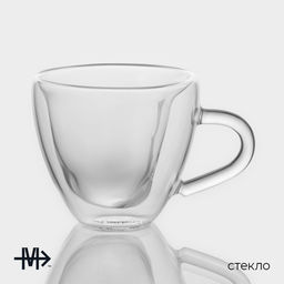 Набор кружек с двойными стенками Доляна Сердце, 150 мл, 11.58.58 см, 2 шт., стекло  фото 3