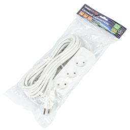 S-CU3-5 WHITE Удлинитель серии Ultra, шнур 5м., 3 гнезда, 10A, б/з. Белый. TM Uniel