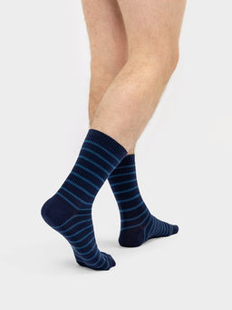 Цена за 5 пар! Носки мужские классические темно-синие в серую полоску - Mark formelle фото 2