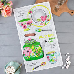 Цена за 2 шт. Полотенце Доляна Чаепитие 35?60 см, 100% хлопок, вафля 160 г/м?