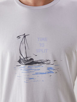 Bisiklet Yaka K?sa Kollu Bask?l? Penye Erkek Ti??rt