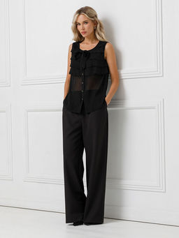 Блуза с воланами и съемным бантом