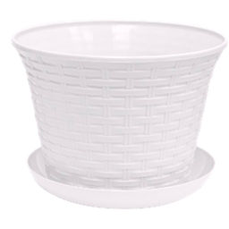 Кашпо круглое "Ротанг" 8,0 л с поддоном (белый) 368006 Виолет /ВИОЛЕТ/