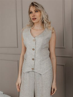 .жилет лен 60%, вискоза 40%