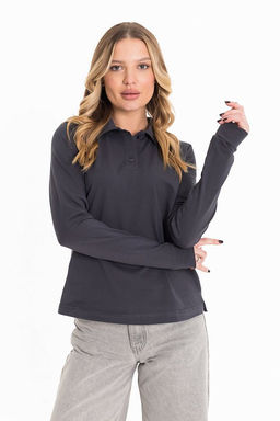 Лонгслив-поло М324272б Серый - Елена фото 2