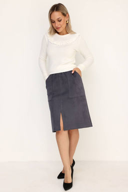 Юбка эко-замша 143/01/Серый - Rise фото 5