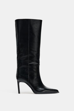 LEATHER HEELED BOOTS - Zara фото 4