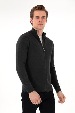 Мужской антрацит Меланг Базовый вязаный вязаный вязаный