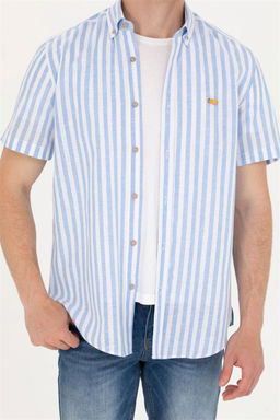 Мужская синяя рубашка с коротким рукавом - U.s. polo assn фото 13