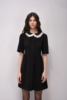 Черное платье-мини с воротником «Питер Пэн» - Incity фото 4