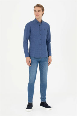 Мужская темно-синяя рубашка с длинным рукавом - U.s. polo assn фото 4