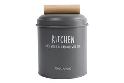 Банка для сыпучих продуктов, 1 л, металл/дерево, графитовая, Local - Anna lafarg фото 2