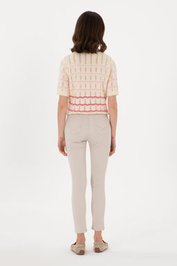 Kad_n Bej Toothpick Fit Kanvas Pantolon