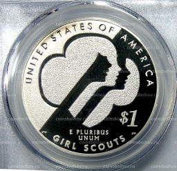 1 доллар 2013 года W США 100 лет движению девочек-скаутов в США (в слабе PCGS PR70DCAM)
