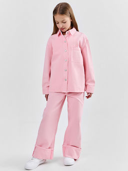Рубашка джинсовая для девочек оверсайз розовая - Mark formelle фото 2