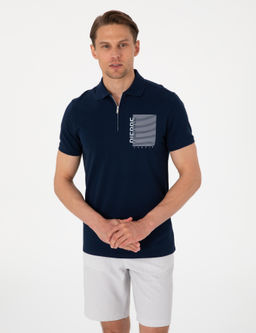Lacivert Slim Fit Polo Yaka Ti__rt