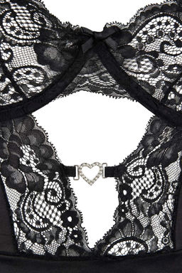 Siyah Tul Dantel Kalp Detayl? Fitted Body THMSS26BD00010 - Trendyolmilla фото 4