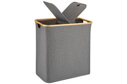 Корзина для белья 54*33*59 см 105 л с 2 отделениями и с 2 крышками, серая - Elan gallery фото 6