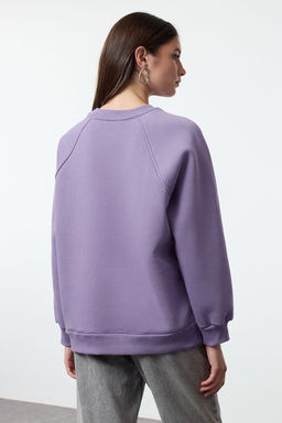Lila Relaxed/Rahat Kal?p Basic Reglan Kol Bisiklet Yaka Orme Sweatshirt TWOAW24SW00104