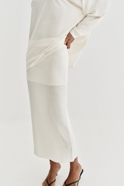 FALDA MIDI PUNTO FINO / Blanco - Zara фото 4