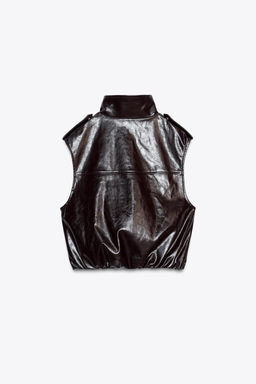 FAUX LEATHER PUFFER GILET - Zara фото 8