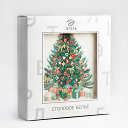Скатерть новогодняя «Этель» Golden Christmas, 150×220 ±3 см с ГМВО, 100% хлопок, 190 г/м²