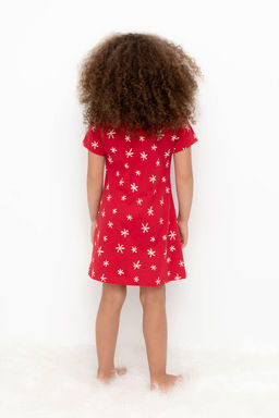 К 1159-1/первые снежинки на красном сорочка для дев