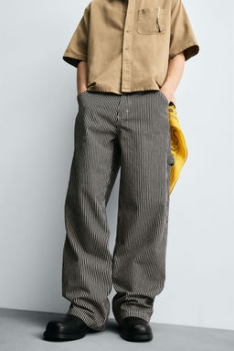 BAGGY FIT STRIPED CARPENTER TROUSERS - Zara фото 5