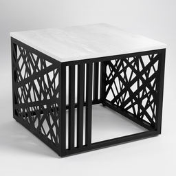 СтЖ104 Стол журнальный, 51х51х42 см, ЛДСП белый пайн бетон, металл чёрный (цвет 06)