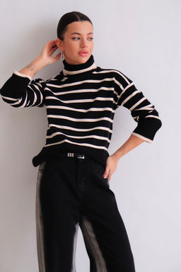 Martichelli Свитер чёрный в бежевую полоску  фото 14