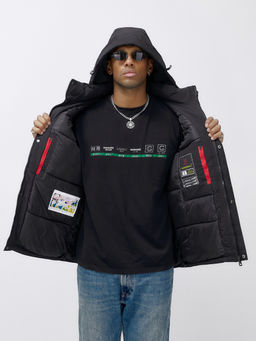 Куртка спортивная мужская зимняя с капюшоном черного цвета 2333Ch - Wonderrman фото 15