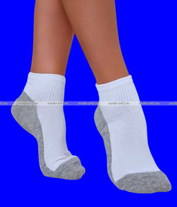 Цена за 10 пар. Носки женские укороченные белые (серая подошва) арт. 6621