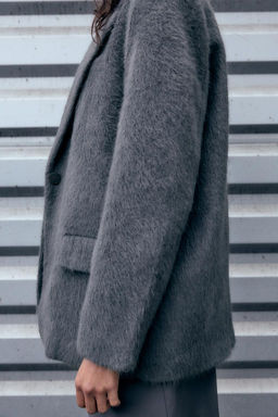 OVERSIZE SOFT FAUX-FUR BLAZER - Zara фото 3