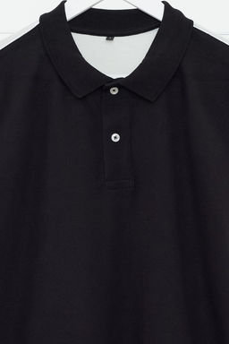 Siyah Renk Bloklu Regular/Normal Kesim %100 Pamuklu Polo Yaka T-shirt TMNSS24PO00009