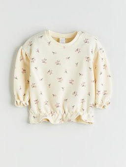 ?i?ekli Yumu?ak Dokulu K?z Bebek Sweatshirt ve Tayt