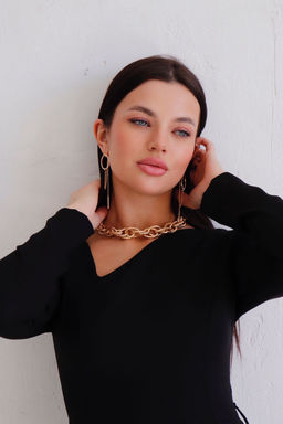 Платье чёрное с асимметричным вырезом - Martichelli фото 16