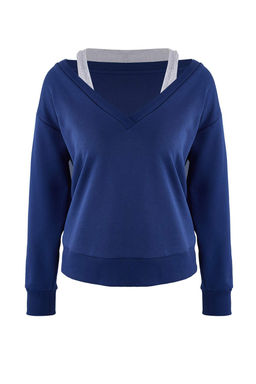 Teen Lacivert 2li Dusuk Omuzlu Orme Sweatshirt TWOAW26SW00149